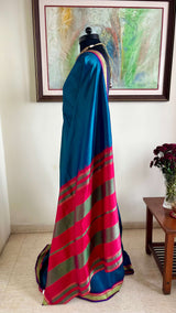 LIYASHRI - LIGHTWEIGHT BLUE KANJIVARAM WITH ZARI BORDER