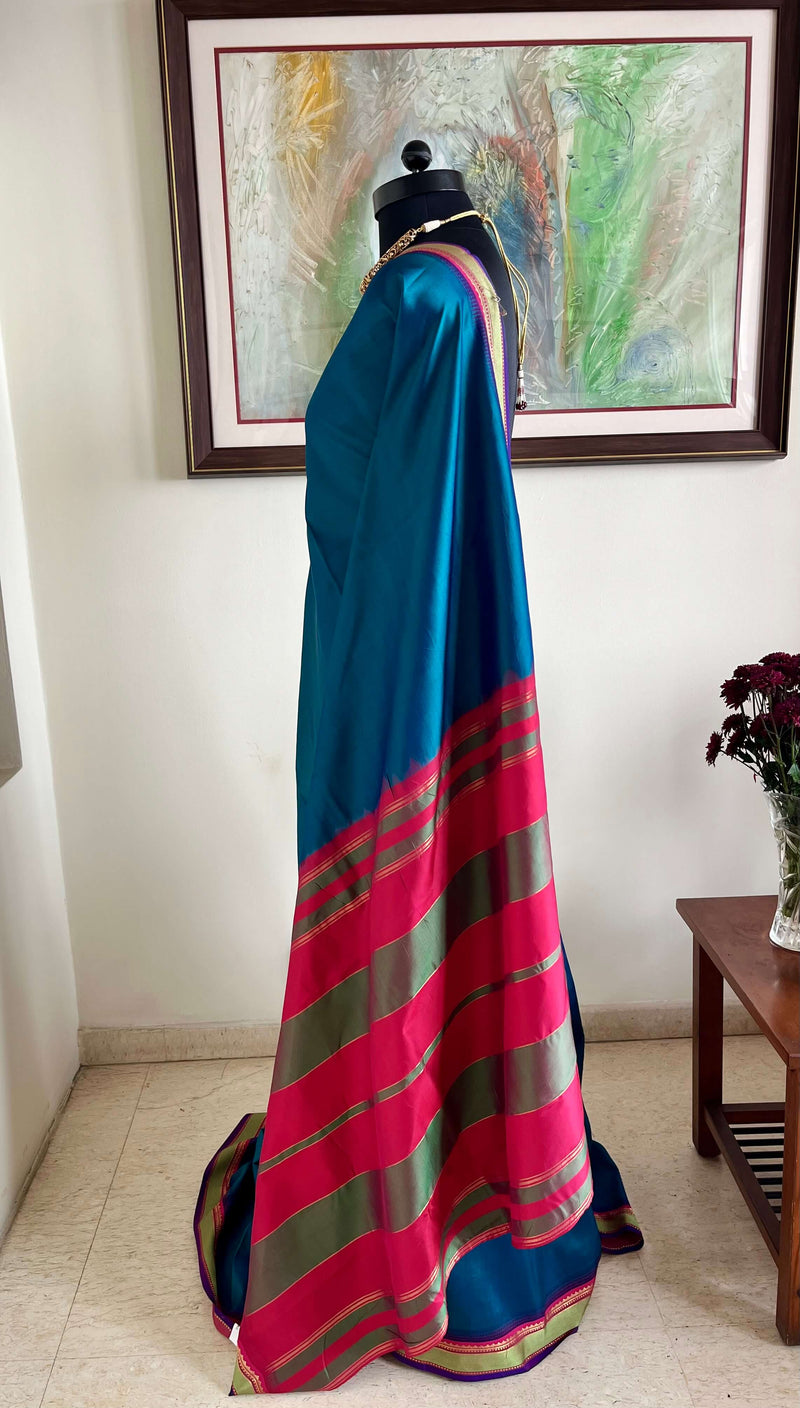 LIYASHRI - LIGHTWEIGHT BLUE KANJIVARAM WITH ZARI BORDER