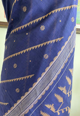 PARSHATI - BLUE PURE COTTON JAMDAANI WITH FLORAL MOTIFS