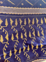 PARSHATI - BLUE PURE COTTON JAMDAANI WITH FLORAL MOTIFS