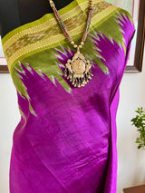 ANNAPURNA – MAGENTA PURPLE KHANDUA SILK WITH FLORAL BANDHA ANCHAL