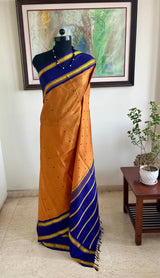 SRITIKA- OCHRE BLUE KORVAI KANJIVARAM WITH FLORAL BORDER