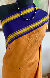 SRITIKA- OCHRE BLUE KORVAI KANJIVARAM WITH FLORAL BORDER