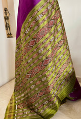 ANNAPURNA – MAGENTA PURPLE KHANDUA SILK WITH FLORAL BANDHA ANCHAL