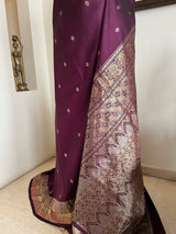 RUVINA- CHOCOLATE BROWN KANJIVARAM WITH ZARI BOOTIS AND STYLIZED AANCHAL