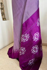 KUMUDIKA – MAUVE POCHAMPALLY WITH PURPLE STRIPES AND WHITE FLORALS