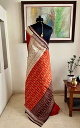 ANITA - RUST BOMKAI SAREE WITH DOLL AND RUDRAKSHA MOTIFS