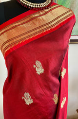 VIDHI- BRICK RED PAITHANI WITH ZARI PEACOCK ELEGANCE