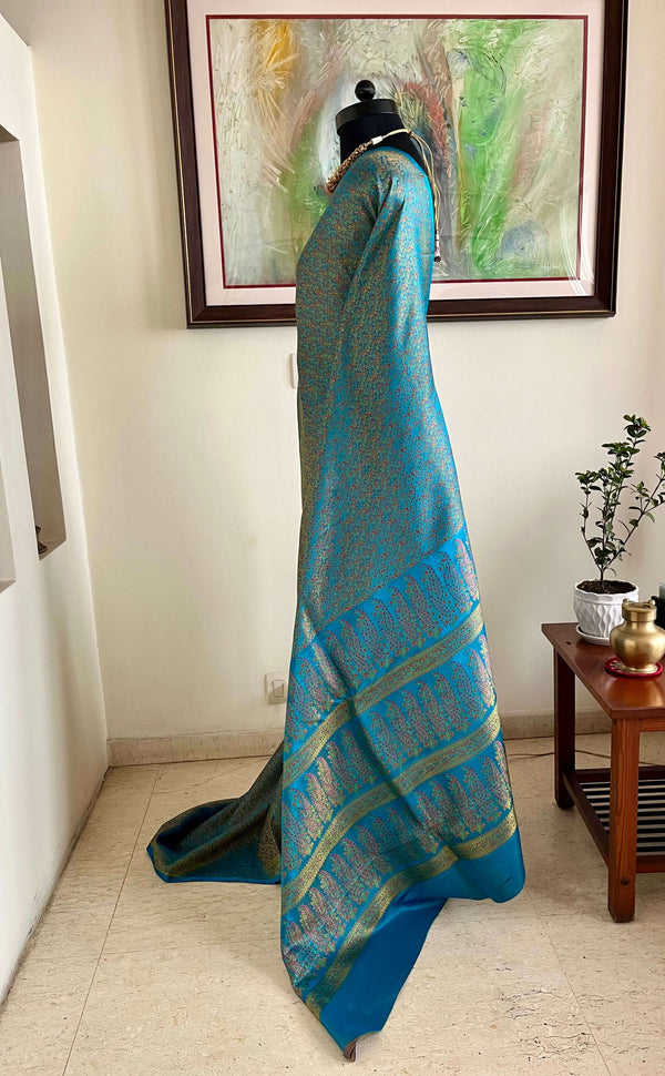 SARNIKA - BLUE TANCHOI BANARASI WITH PAISLEY AND FLORAL MOTIFS