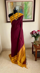 SUHRITHA- CHOCOLATE BROWN KANJIVARAM WITH MUSTARD BORDER AND PAISLEYS