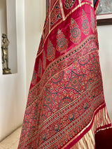 HETVI - REDDISH MAROON AJRAKH GHARCHOLA WITH LAGDI PATTA AANCHAL