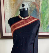 SHALEENA – BLACK BOMKAI WITH STUNNINGLY DETAILED MAROON AANCHAL