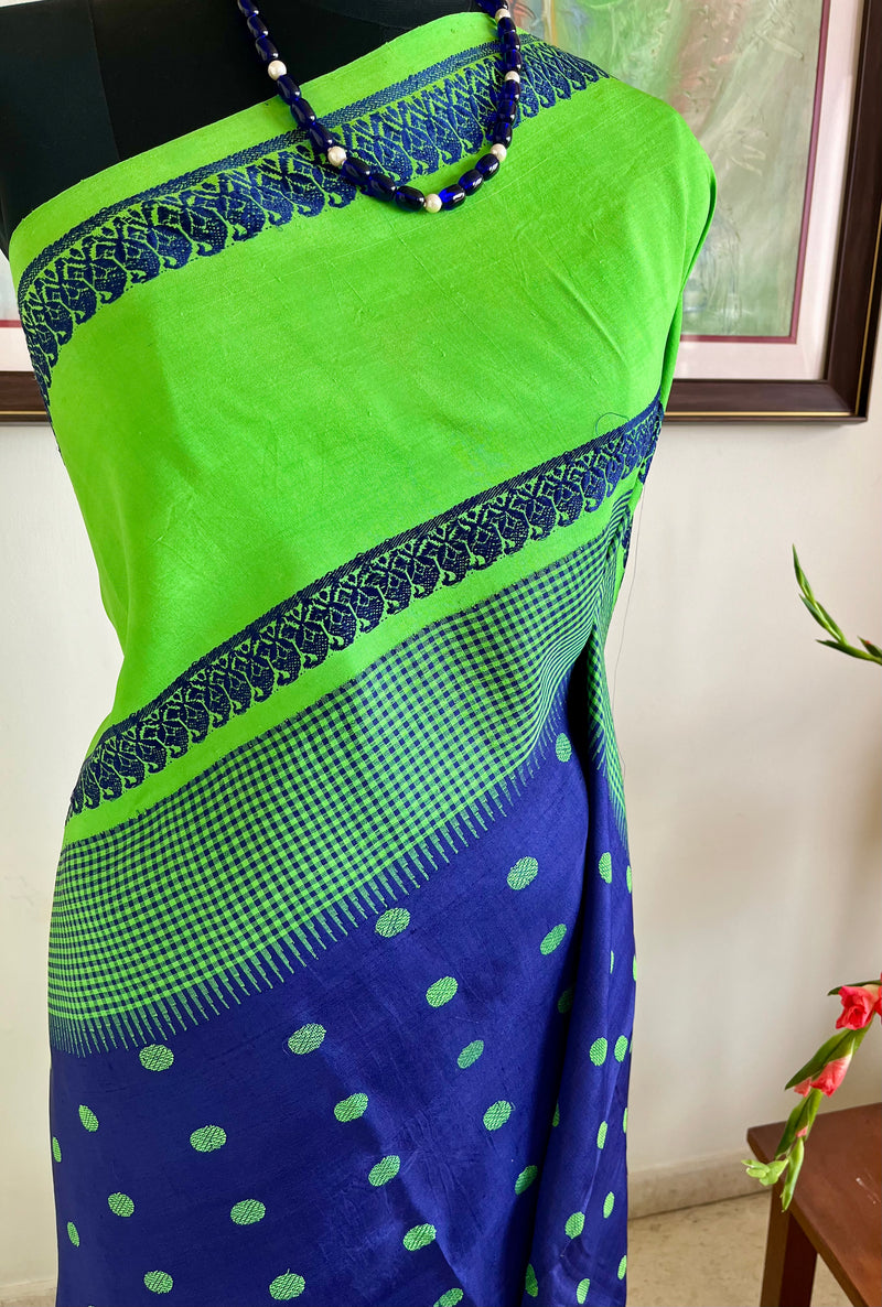 RAMANI - BLUE KORVAI KANJI WITH BORDER CHECKS