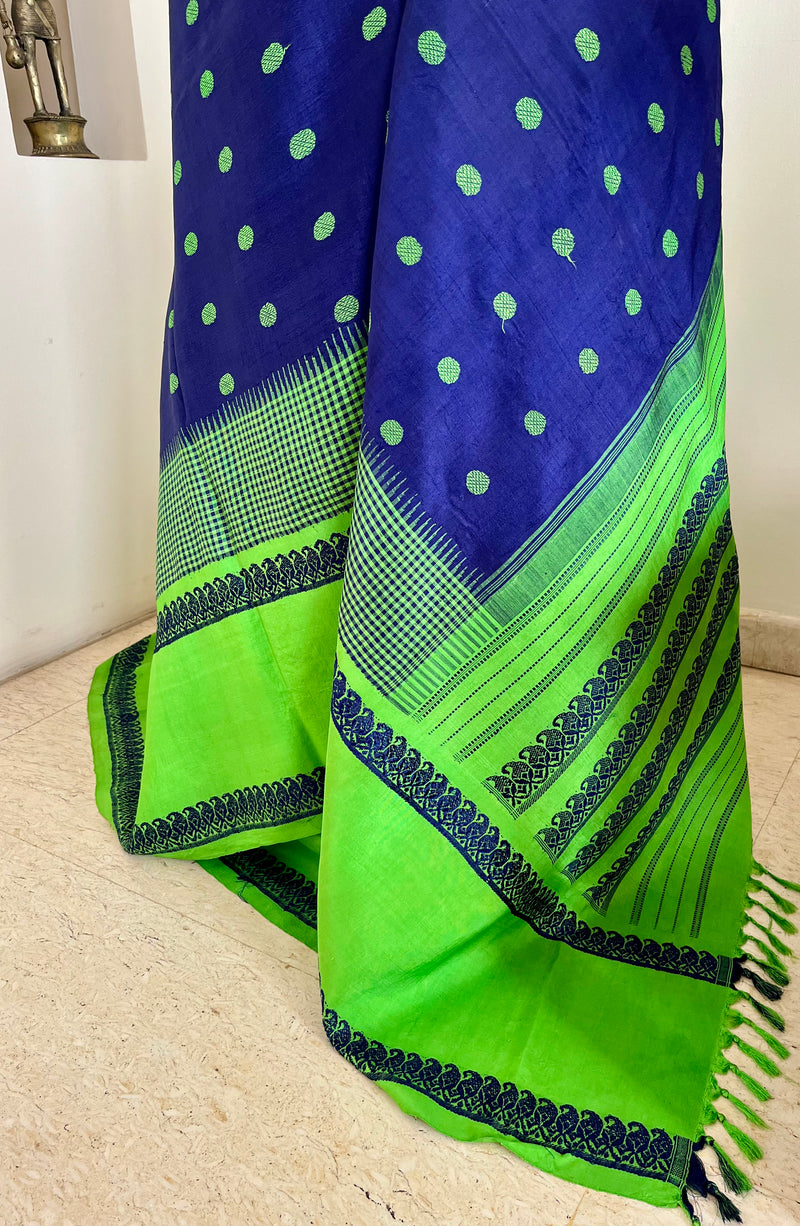 RAMANI - BLUE KORVAI KANJI WITH BORDER CHECKS