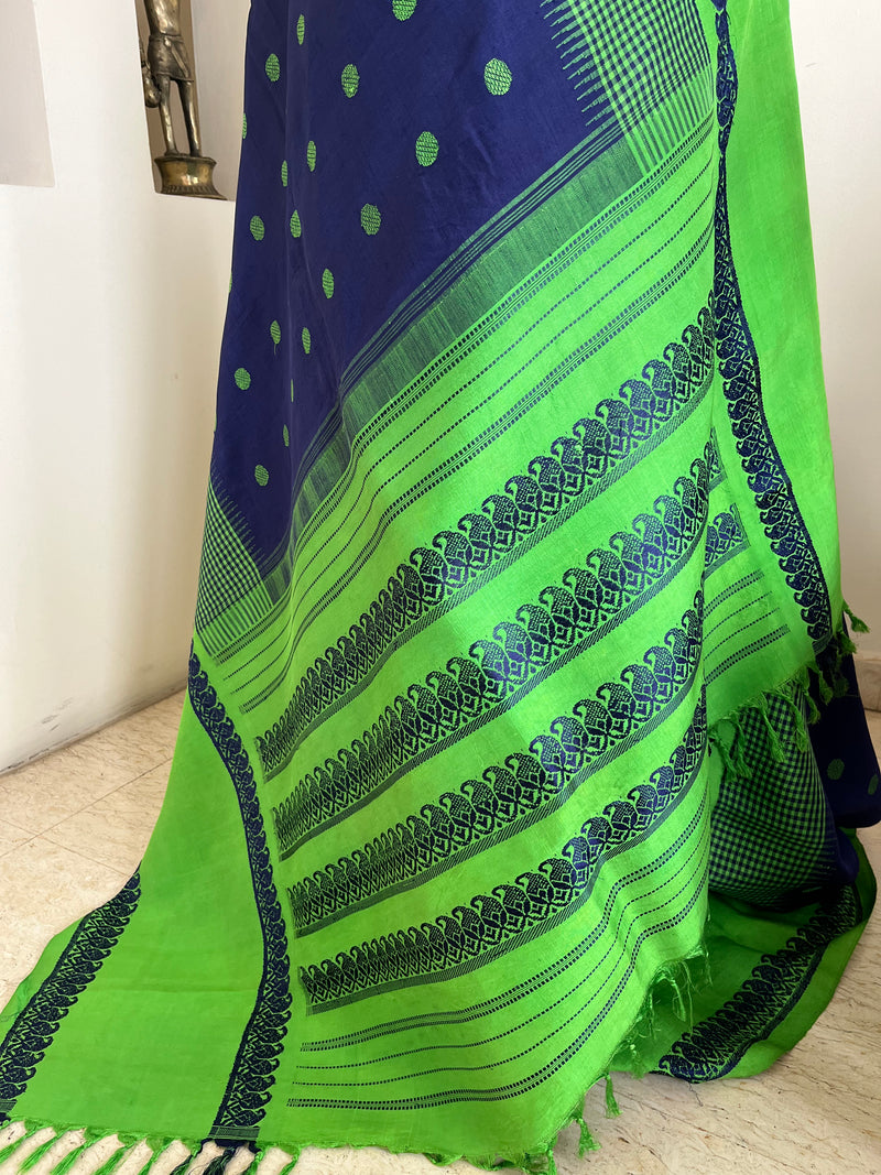 RAMANI - BLUE KORVAI KANJI WITH BORDER CHECKS