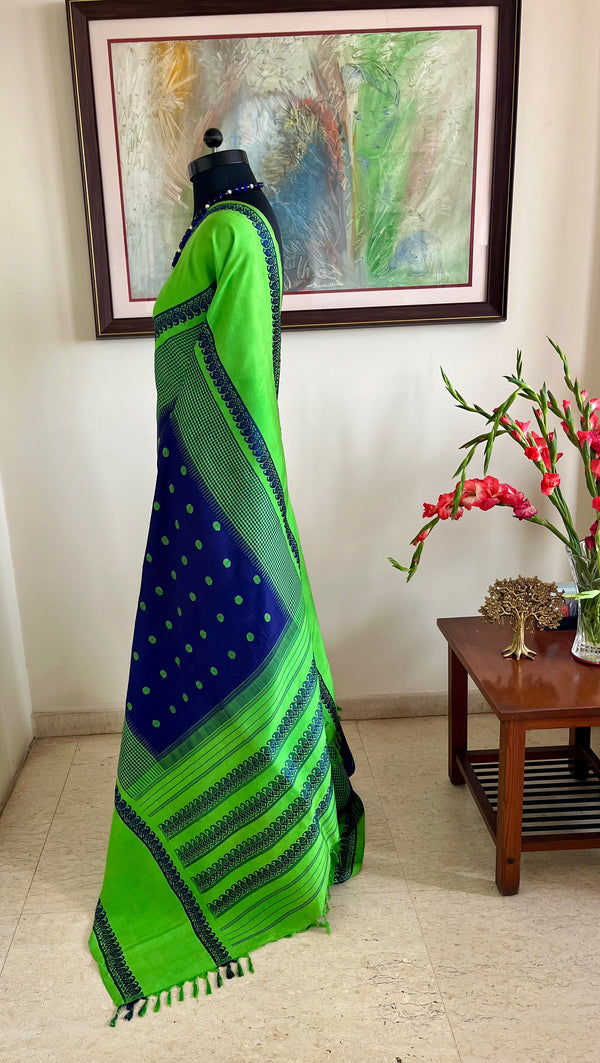 RAMANI - BLUE KORVAI KANJI WITH BORDER CHECKS