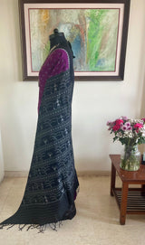 GAURISHA – MAGENTA ODISHA HANDLOOM COTTON WITH BLACK AANCHAL
