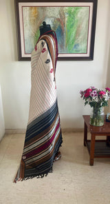 JAYNAVI- OFFWHITE VELDHARI KANJIVARAM WITH KORVAI PEACOCK BORDER