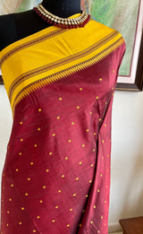 POONKODI- CHOCOLATE BROWN AND YELLOW KANJIVARAM SAREE
