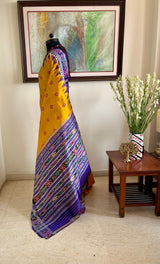 SASHWATA - MUSTARD YELLOW KHANDUA SILK WITH BANDHA ANCHAL