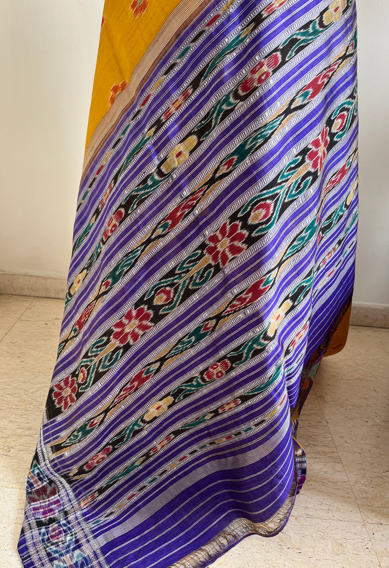 SASHWATA - MUSTARD YELLOW KHANDUA SILK WITH BANDHA ANCHAL