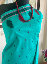 DIPITHA - BLUE KANJIVARAM SILK SAREE WITH PEACOCK GRID AANCHAL