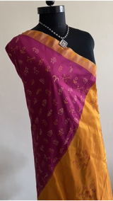 SUSHMA- TREASURES OF TRADITION, KANTHA TALES ON MAGENTA BANGALORE SILK