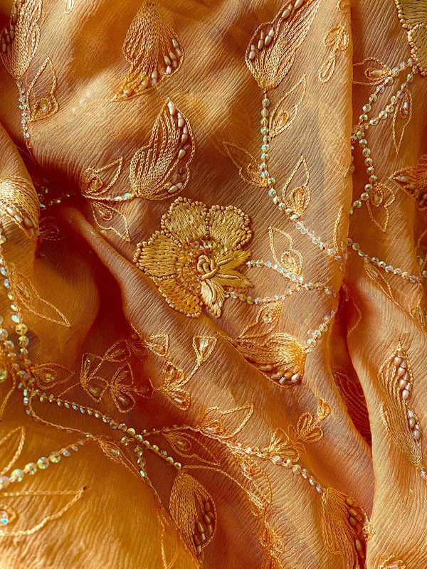 PRITHIKA- SUNNY SPLENDOR, ORANGE GEORGETTE SAREE WITH FLORAL EMBROIDERY