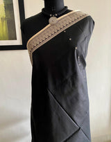 ADVIKA- TIMELESS SOPHISTICATION, BLACK SEMI- SILK SAREE  WITH CONTEMPORARY ELEGANCE
