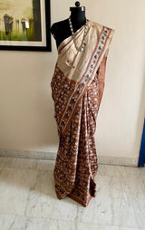 BARSHA- A KANTHA SILK IN EARTH TONES WITH TRADITIONAL MOTIFS