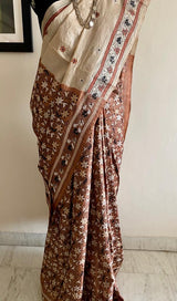 BARSHA- A KANTHA SILK IN EARTH TONES WITH TRADITIONAL MOTIFS