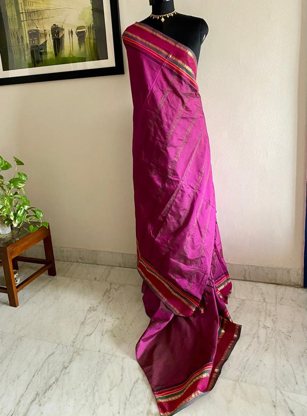 AARADHYA - PURPLISH MAGENTA KANJIVARAM SILK SAREE, A TAPESTRY OF ELGENANCE AND OPULENCE