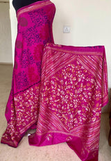 TRIDISHA- MAGENTA MARVEL, UNIQUE KANTHA SAREE WITH FLORAL EMBROIDERY SYMPHONY