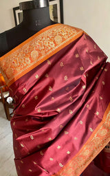 HARSHINI- A PURPLE POLYSILK WITH INTRICATE WORK ON THE BORDER AND AANCHAL