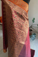 HARSHINI- A PURPLE POLYSILK WITH INTRICATE WORK ON THE BORDER AND AANCHAL