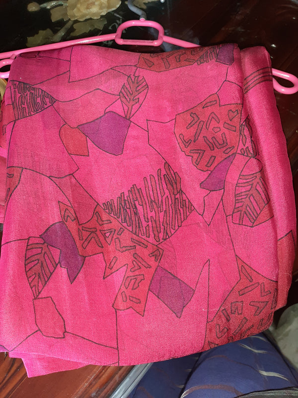 ARUNAM- A BEAUTIFUL,DARK RED, PRINTED PURE CREPE WITH RUNNING BLOUSE PIECE