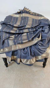 ASHLEY- A GREY SILK COTTON SAREE WITH SELF COLOUR AND ZARI BORDER