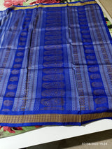 IONE- A BEAUTIFUL HANDLOOM SAMBALPURI PURE SILK SAREE WITH A LIGHT PURPLE BODY AND A DARKER PURPLE BORDER AND DOUBLE AANCHAL IN STRIPES