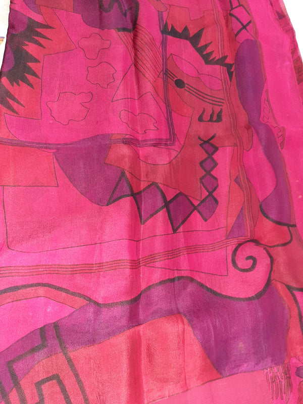 ARUNAM- A BEAUTIFUL,DARK RED, PRINTED PURE CREPE WITH RUNNING BLOUSE PIECE