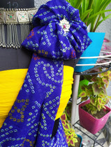 OORVI- A BLUE BANDHANI SAREE IN BLENDED GEORGETTE