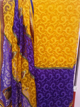 ALIENA- YELLOW AND VIOLET GEORGETTE BLEND SAREE
