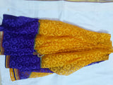 ALIENA- YELLOW AND VIOLET GEORGETTE BLEND SAREE