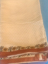 AAINA- A SELF WEAVE, CREAM COLOURED TANCHOI SILK WITH EMBELLISHMENTS AND MIRROR WORK