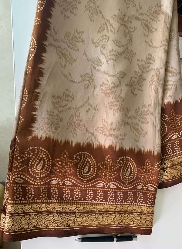 SMRITI- A LIGHTWEIGHT PRINTED SILK FROM GUJARAT WITH A THIN ZARI BORDER.