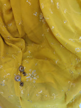 NAZAKAT- YELLOW GEORGETTE SAREE WITH EMBELLISHMENTS