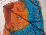 RATNA- SILK AND COTTON BLEND SAREE IN A BEAUTIFUL COMBINATION OF ORANGE AND BLUE