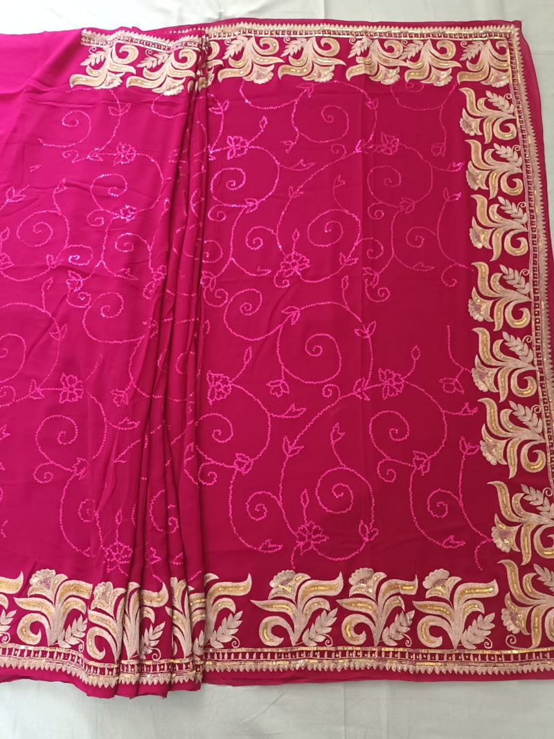 ACHALA- A PURE GEORGETTE SAREE WITH ALL OVER HAND EMBROIDERY
