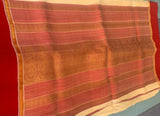 POOJA- A CREAM AND RED BENGAL SILK SAREE WITH ZARI BOOTIS ALL OVER THE BODY AND A ZARI AANCHAL