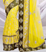 SAVERA- PURE 60GM GEORGETTE SAREE WITH DUAL PATTERN, JAMAWAR WITH BORDER AT THE BASE AND EMBROIDERY