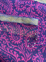 PRACHI- A PRINTED PURE GEORGETTE IN MAUVE AND PURPLE WITH SEQUIN WORK